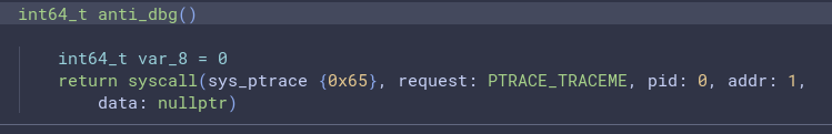 image showing the ptrace call